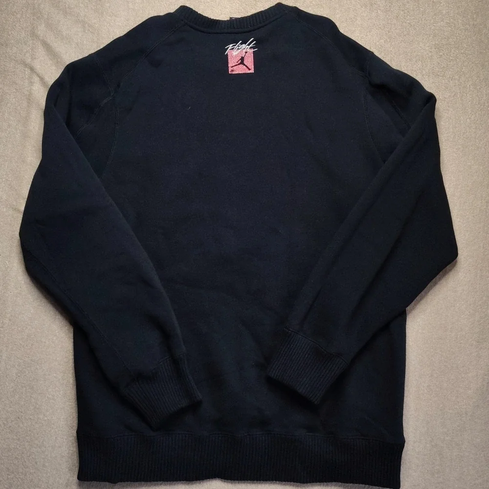 Nike Air Jordan Flight Mens L Black Speckle Logo Crewneck Sweatshirt 527189-010